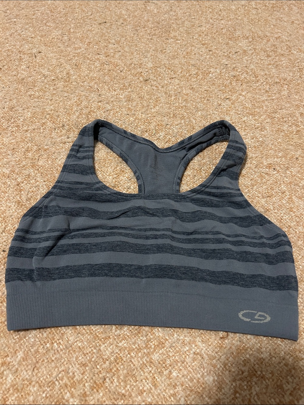 Seamless Racerback Sports Bra striped Charcoal Gray